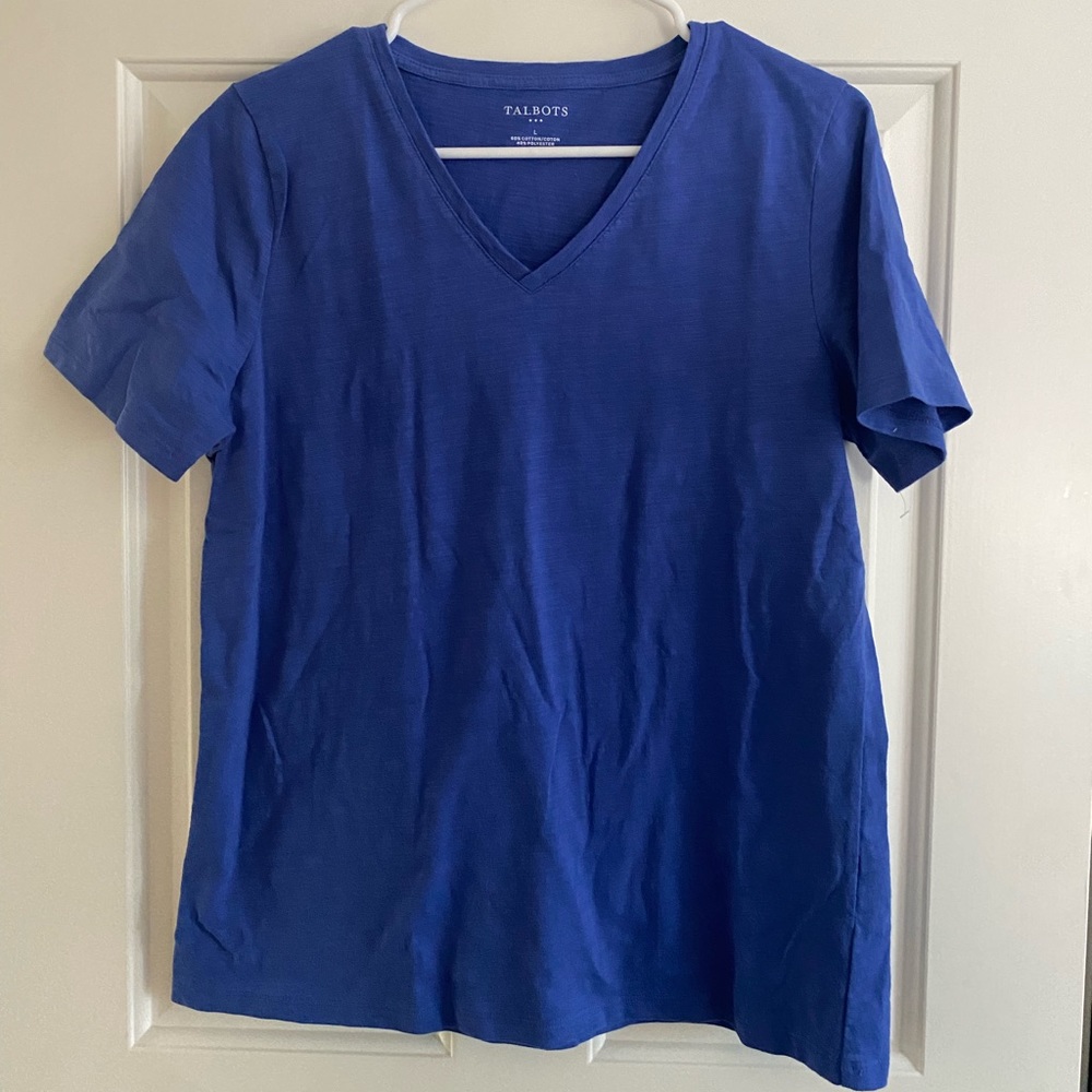 Talbots Blue Short Sleeve V-Neck T-Shirt